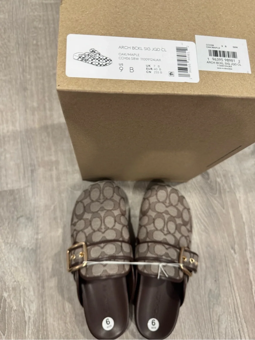 Coach Archival Signature Jacquard Buckle Clog NWT Size 9